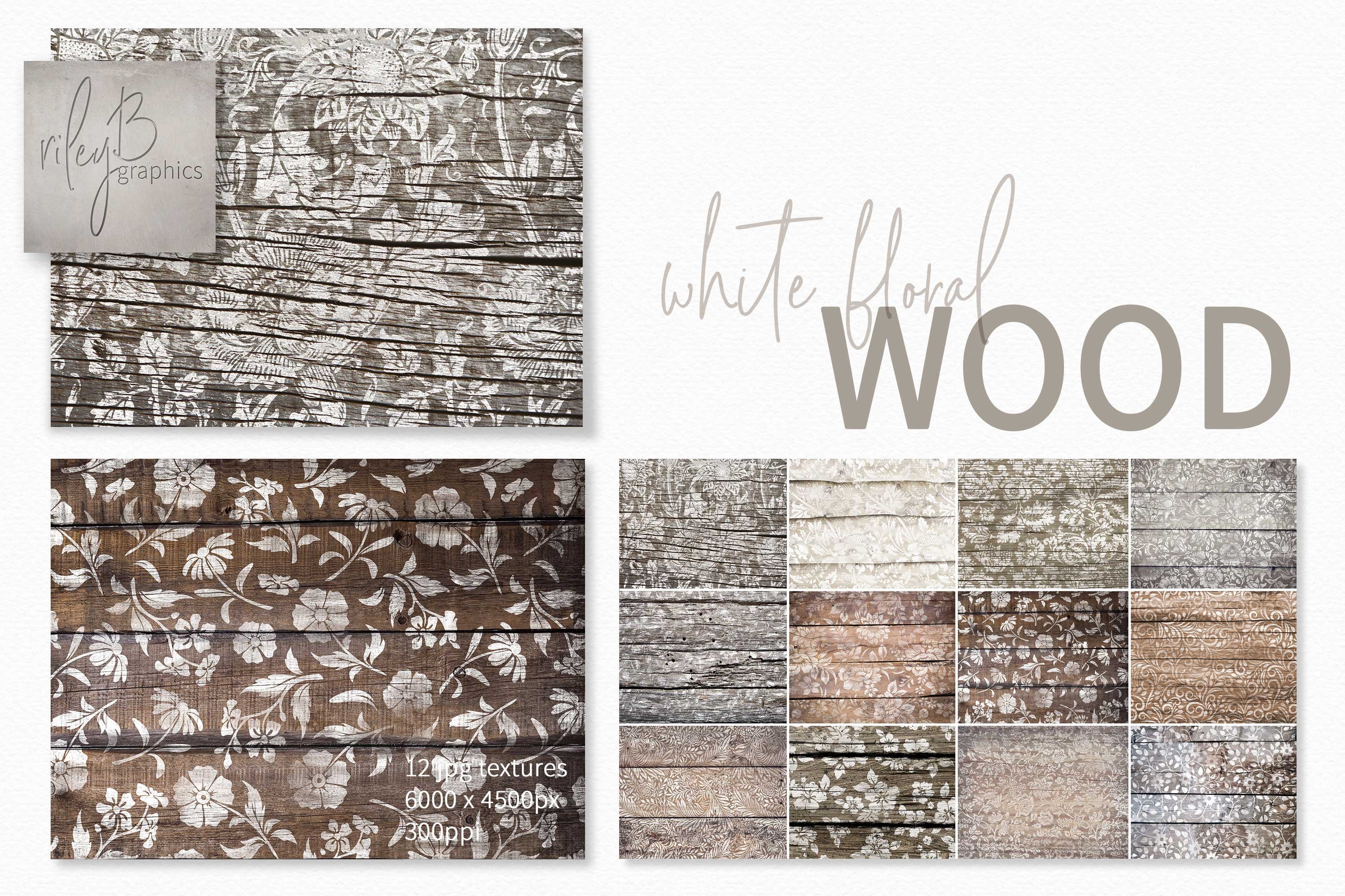 White Floral Wood Textures cover image.