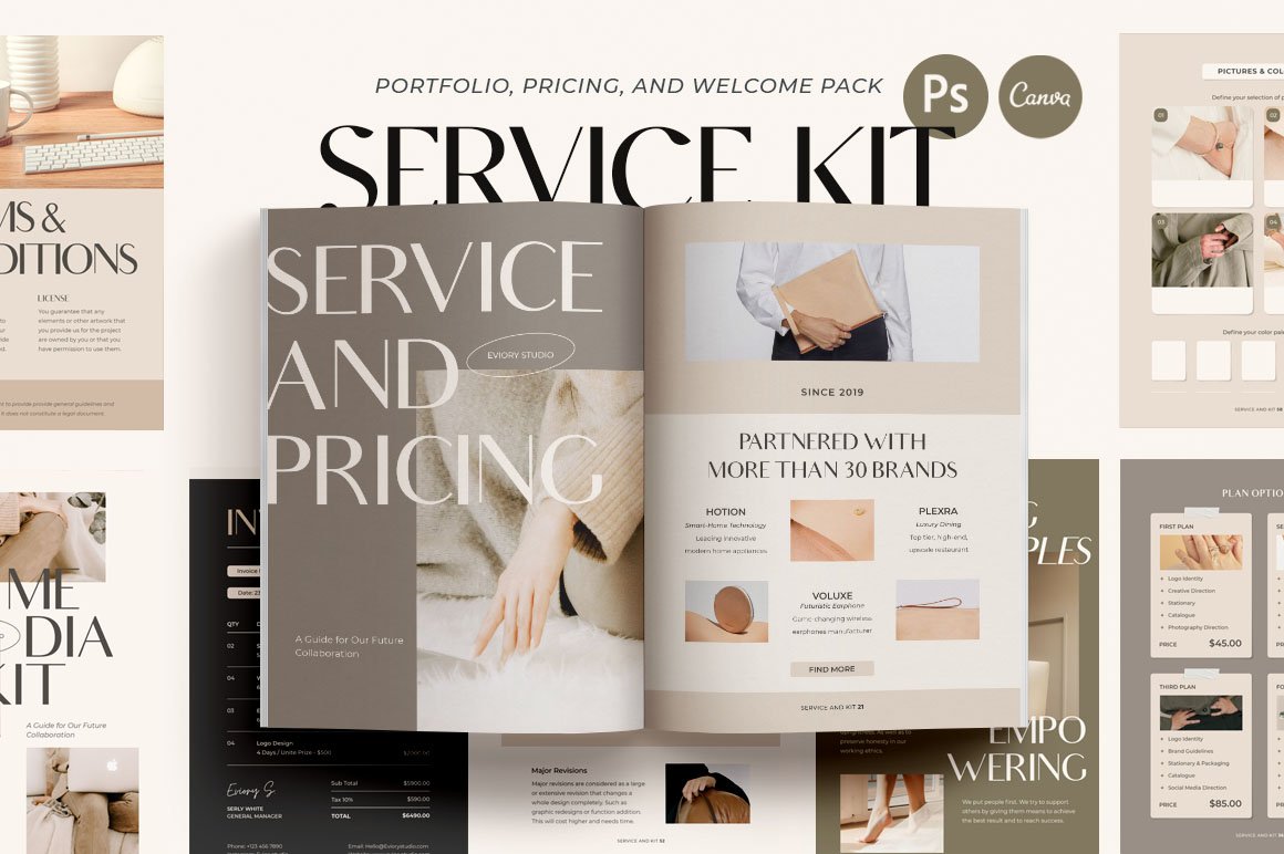 SALE Service and Pricing Kit CANVA cover image.