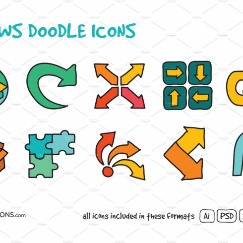 Arrows Doodle Icons Set cover image.