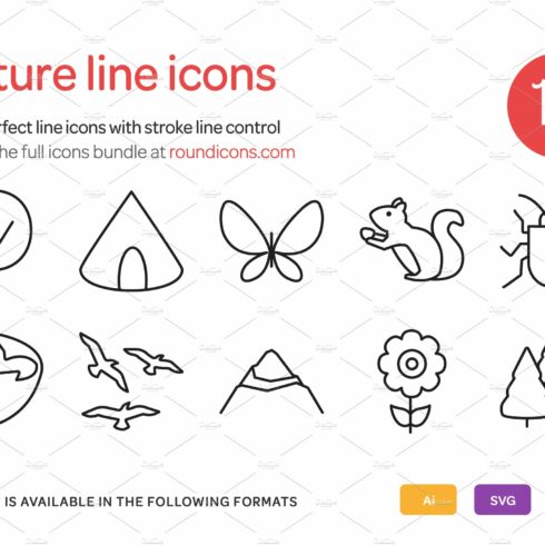 Nature Line Icons Set cover image.