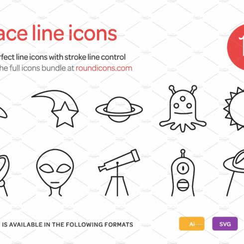 Space Line Icons Set cover image.