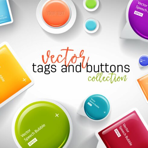 Vector Padded Buttons, Tags and IG cover image.