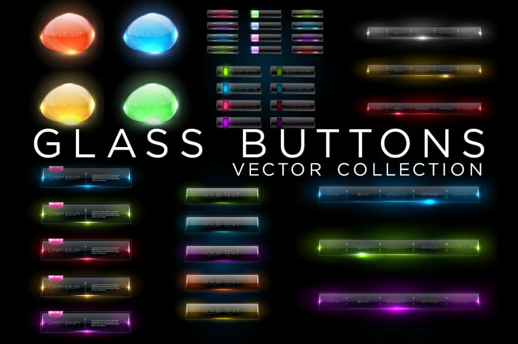 Glass Buttons Vector Collection – MasterBundles