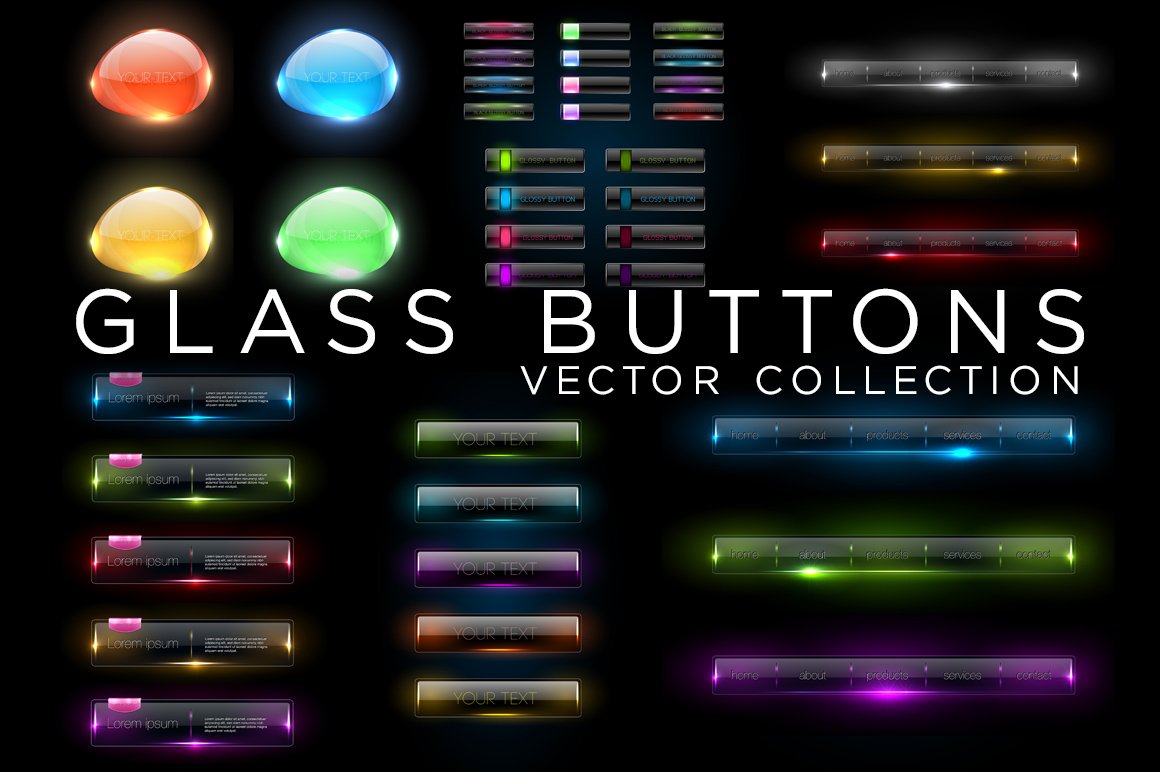 Glass Buttons Vector Collection cover image.