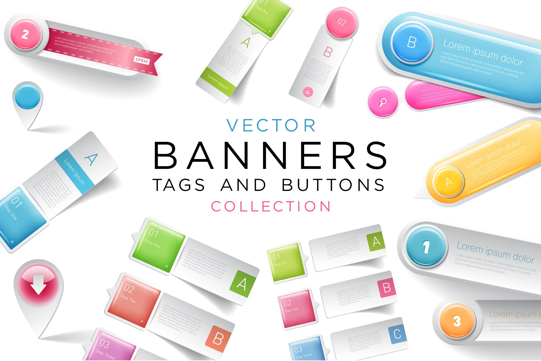 Vector Banners, Buttons and Elements cover image.