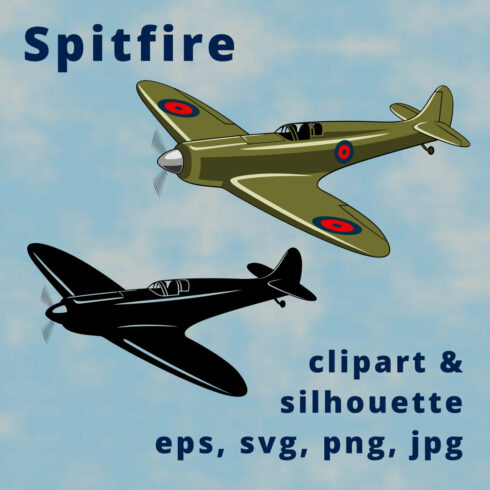 Spitfire British Fighter Plane Clipart cover image.