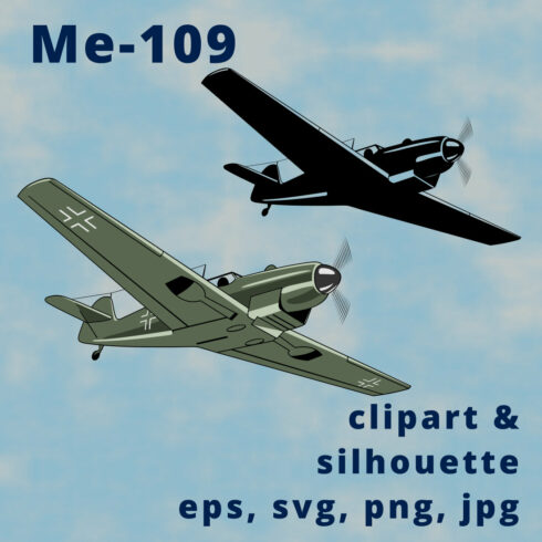 Me 109 German Fighter Plane Clipart cover image.