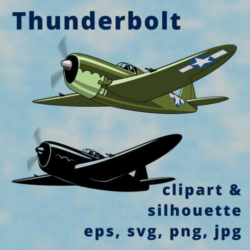 Thunderbolt USA Fighter Plane Clipart cover image.