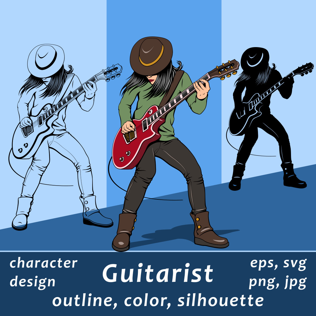 Rock Guitarist Girl Character Design cover image.