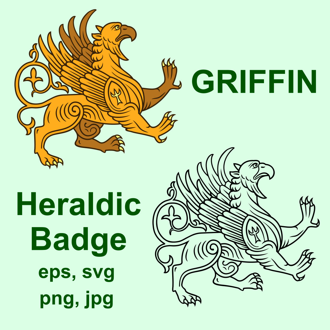 Griffin, Heraldry Clipart SVG preview image.