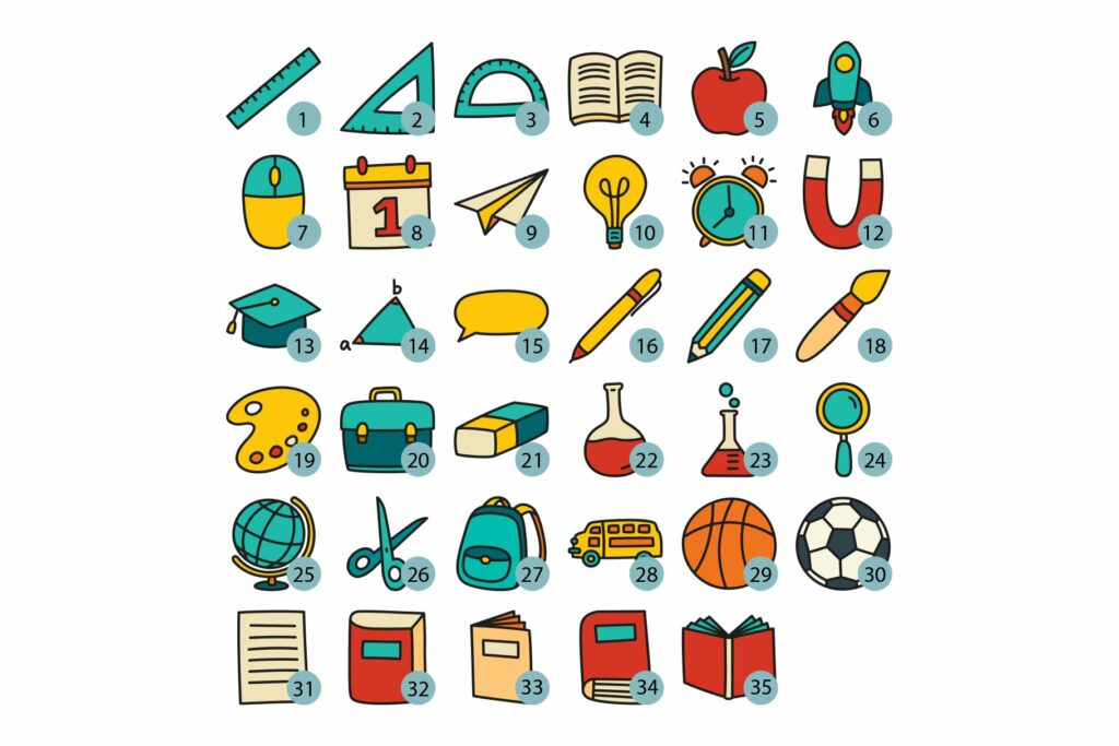 Back to School Icon Set Doodle Style – MasterBundles