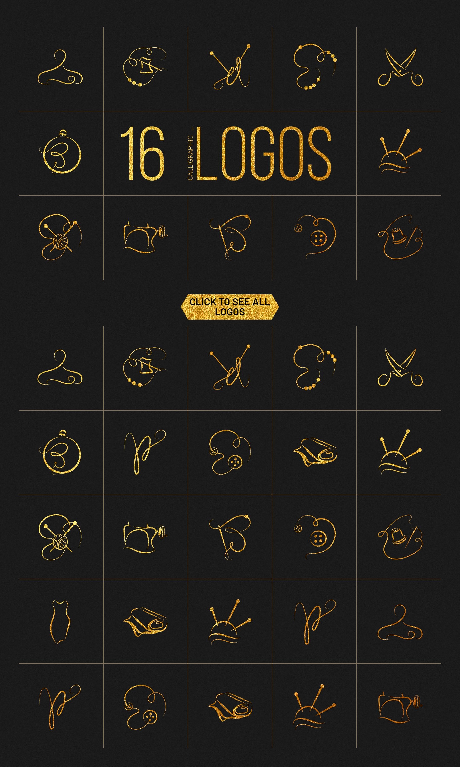 16 Calligraphic Logos. Tailor preview image.