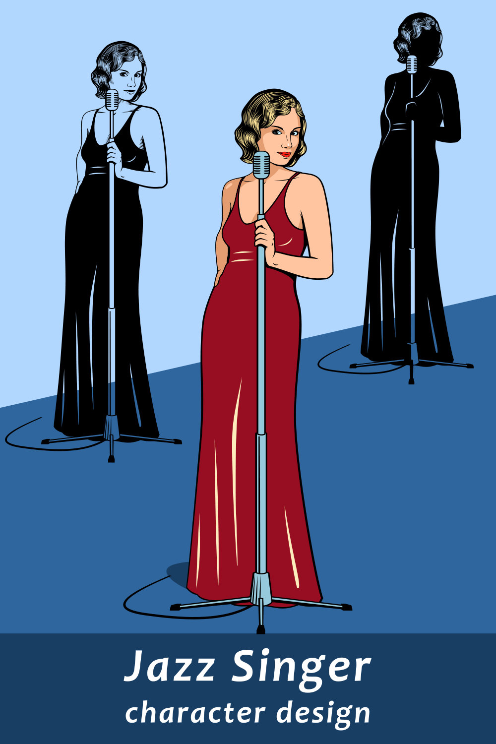Jazz Singer Girl Character Design pinterest preview image.