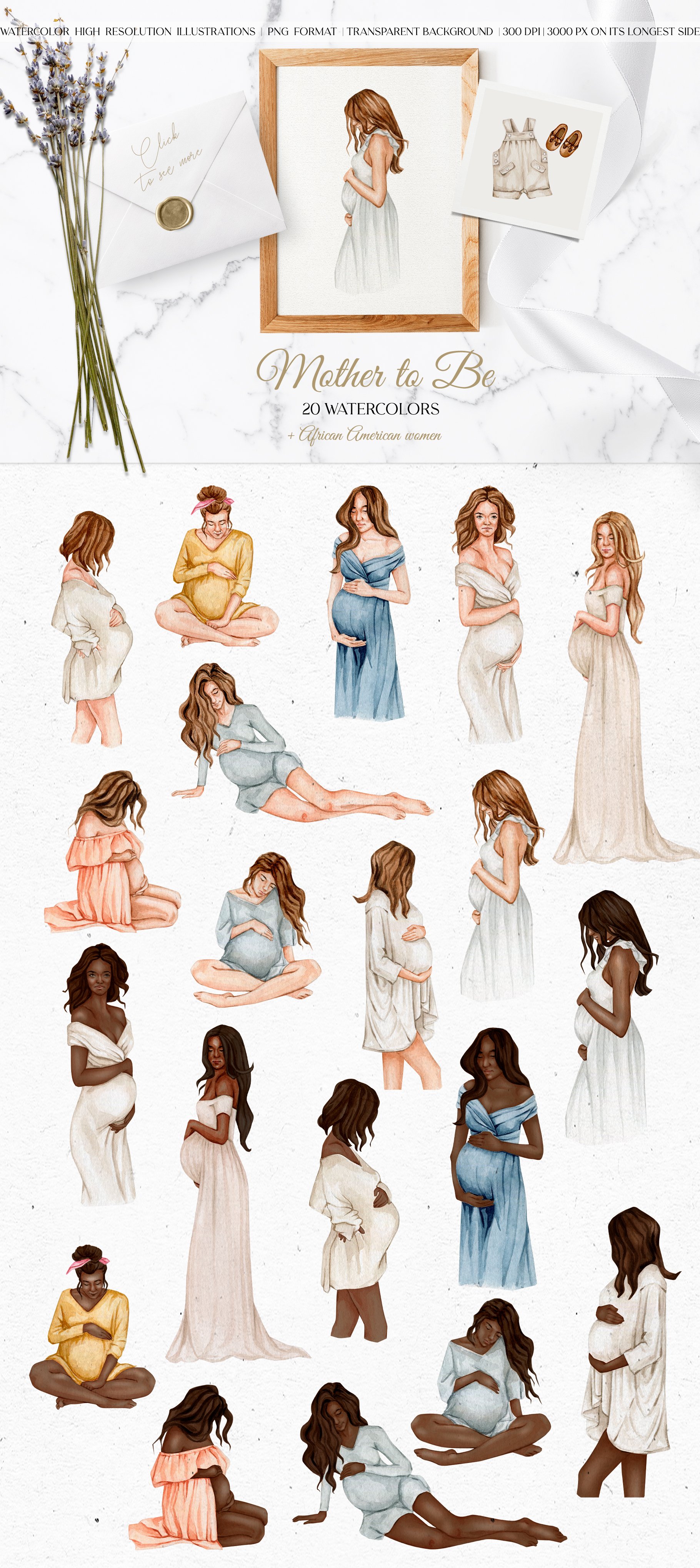 Sweet Maternity Watercolor Set preview image.