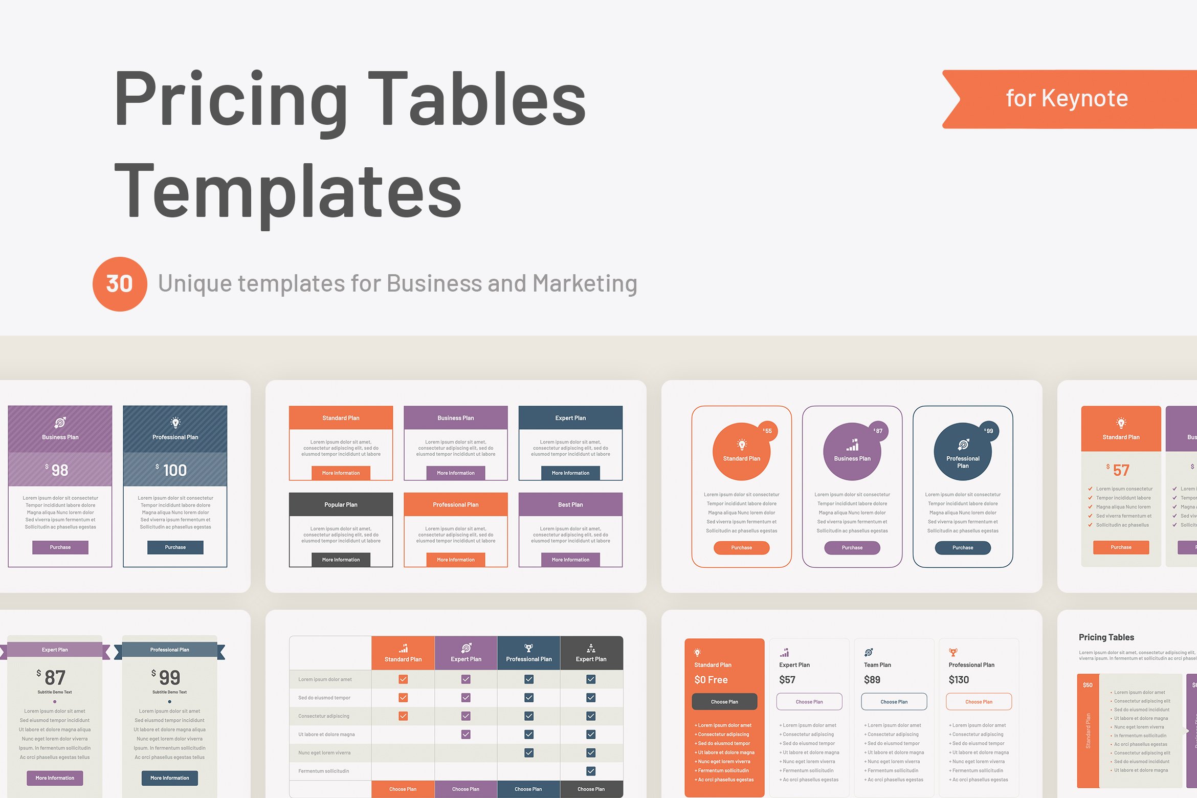 Pricing Tables Keynote Templates cover image.