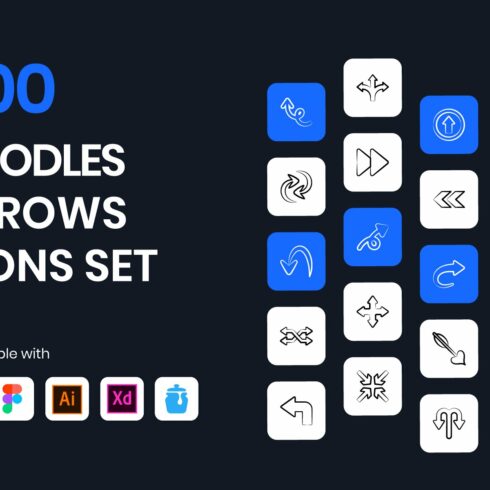300 Doodle Arrows Icons Set cover image.