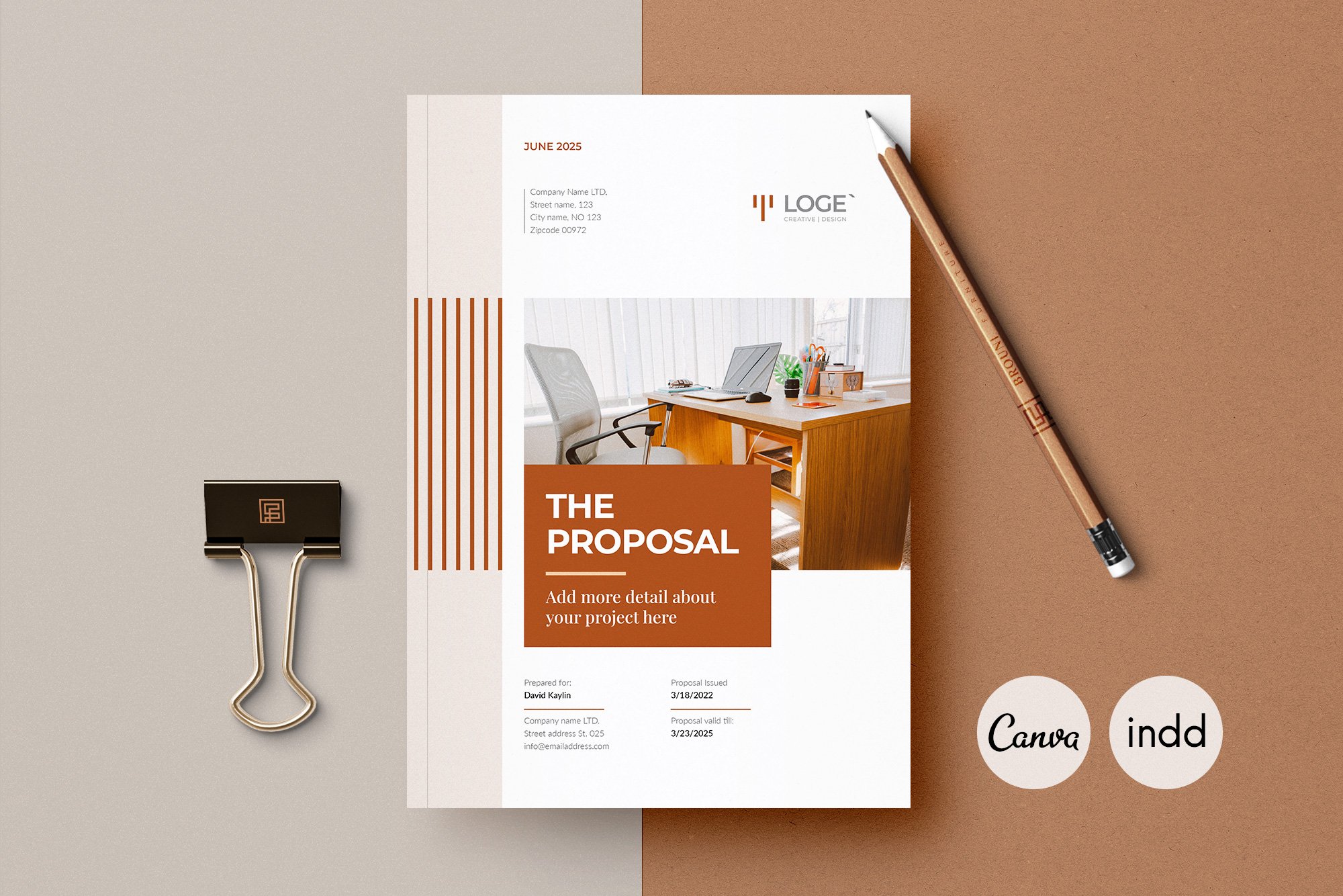 The Proposal | Canva, InDesign cover image.