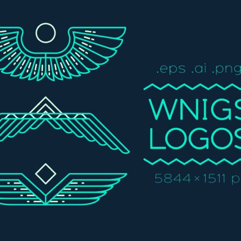 Set of linear style wings logos cover image.