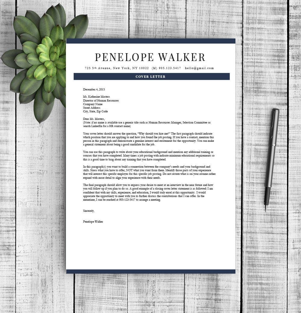 Professional cover letter for a resume.