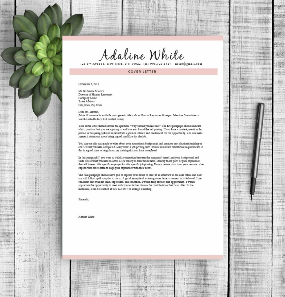 Resume Template quot Adaline quot MasterBundles