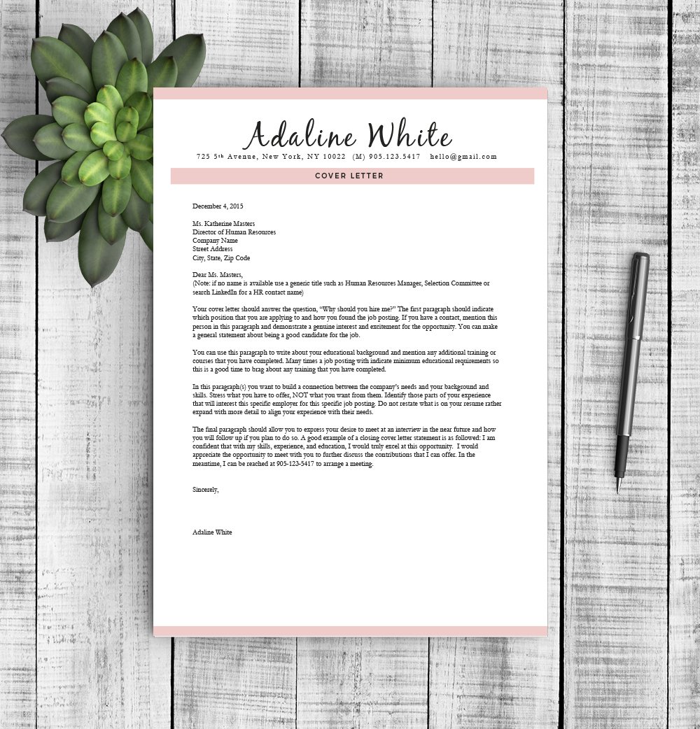 Cover letter for a resume on a wooden table.
