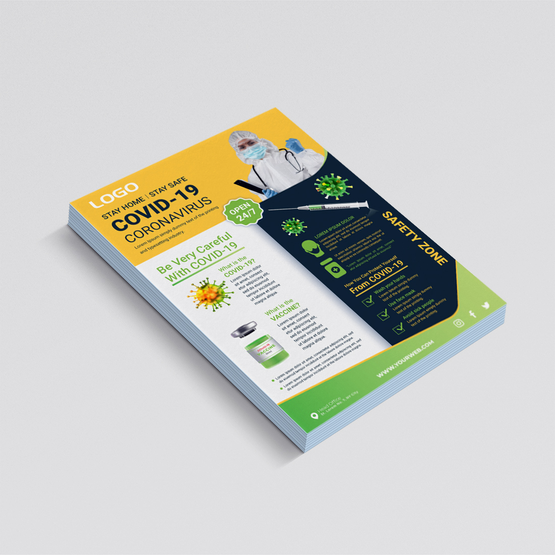 COVID-19-Medical Flyer Template preview image.