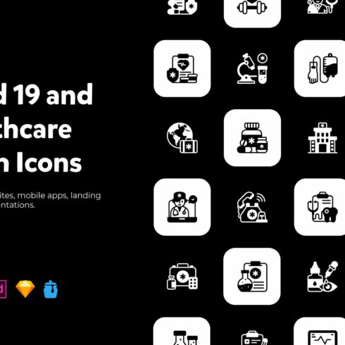 Medical and Healthcare Filled Icons cover image.