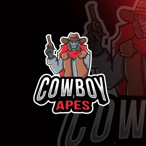 Cowboy Apes Esport Logo Template cover image.