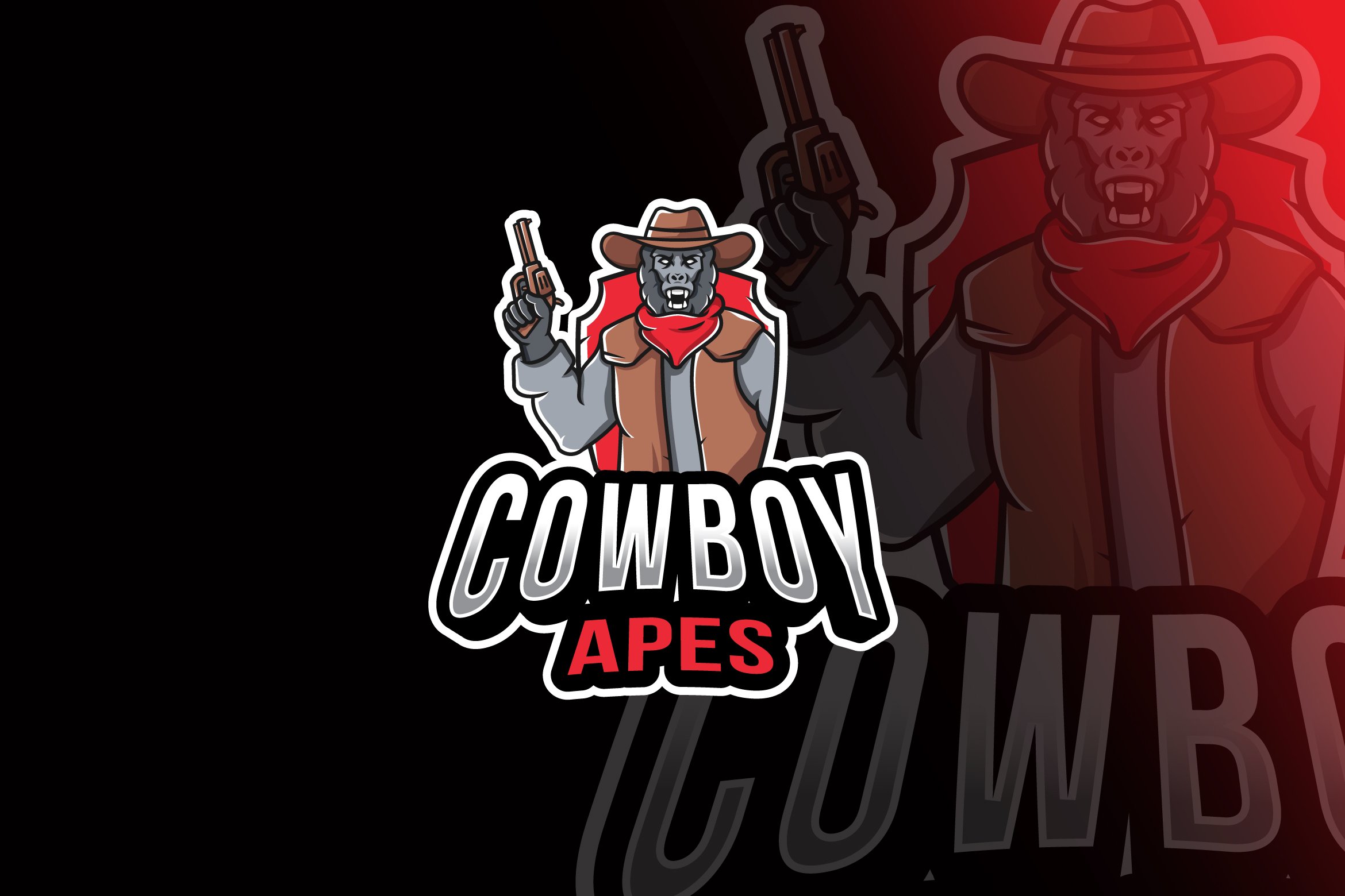 Cowboy Apes Esport Logo Template cover image.