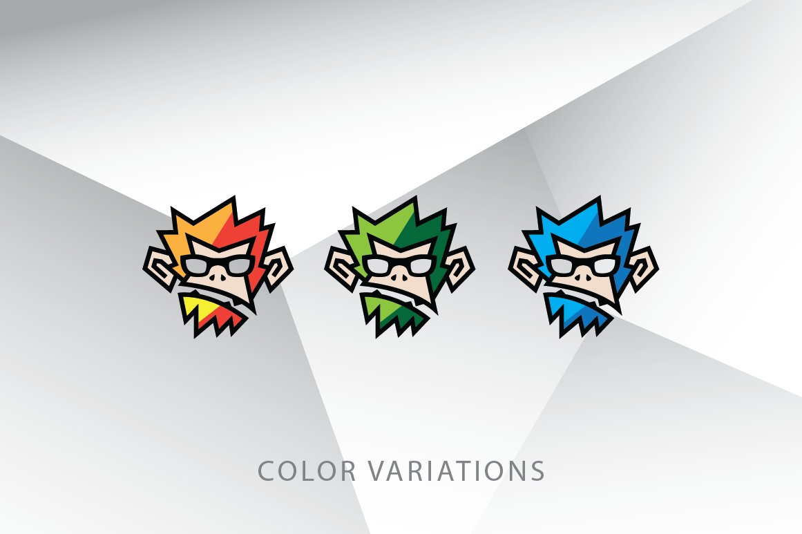 crazy mad rage monkey ape primates glasses logo template 03 837