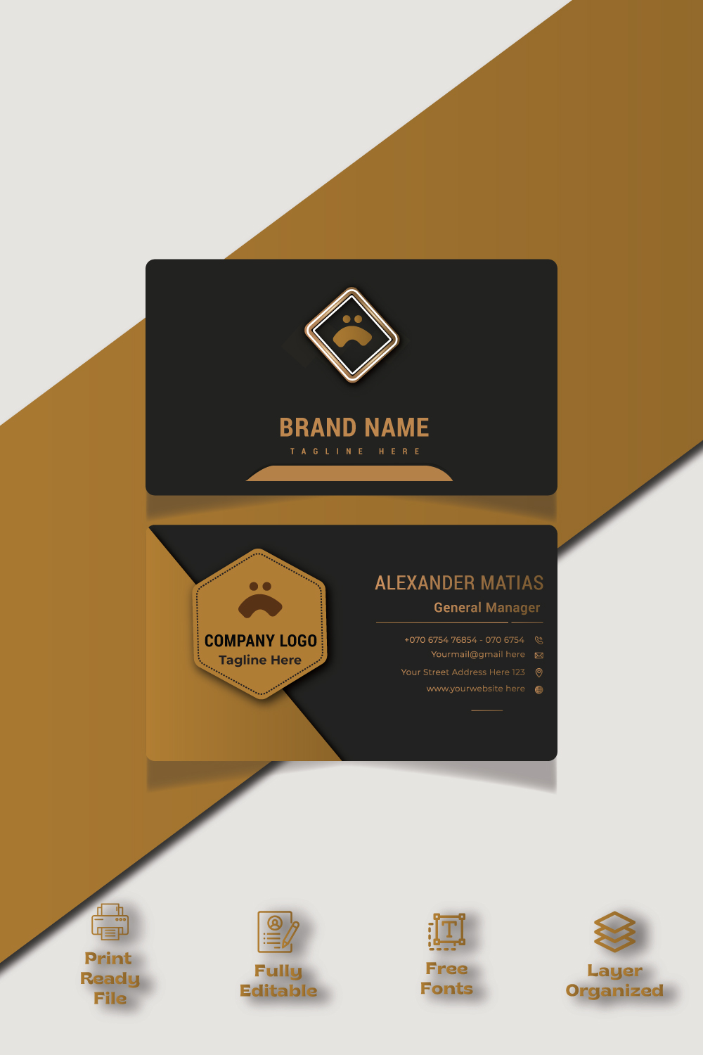 Creative and clean corporate business card template layout Vector illustration Stationery design pinterest preview image.