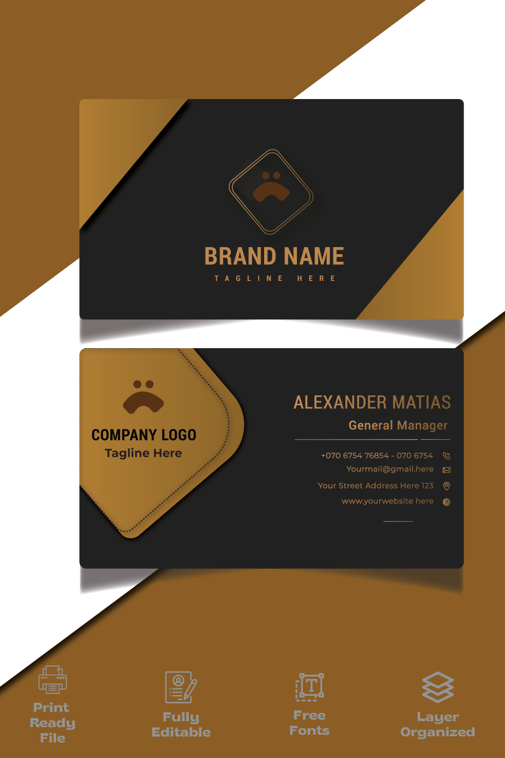 Creative and clean corporate business card template layout Vector illustration Stationery design pinterest preview image.