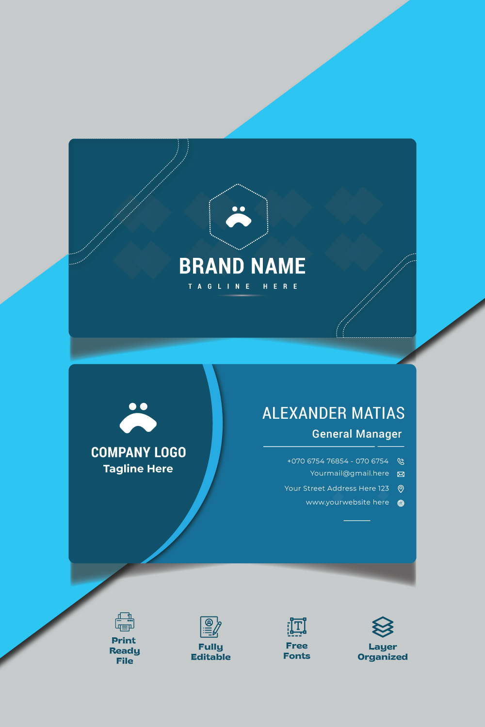 Creative and clean corporate business card template layout Vector illustration Stationery design pinterest preview image.