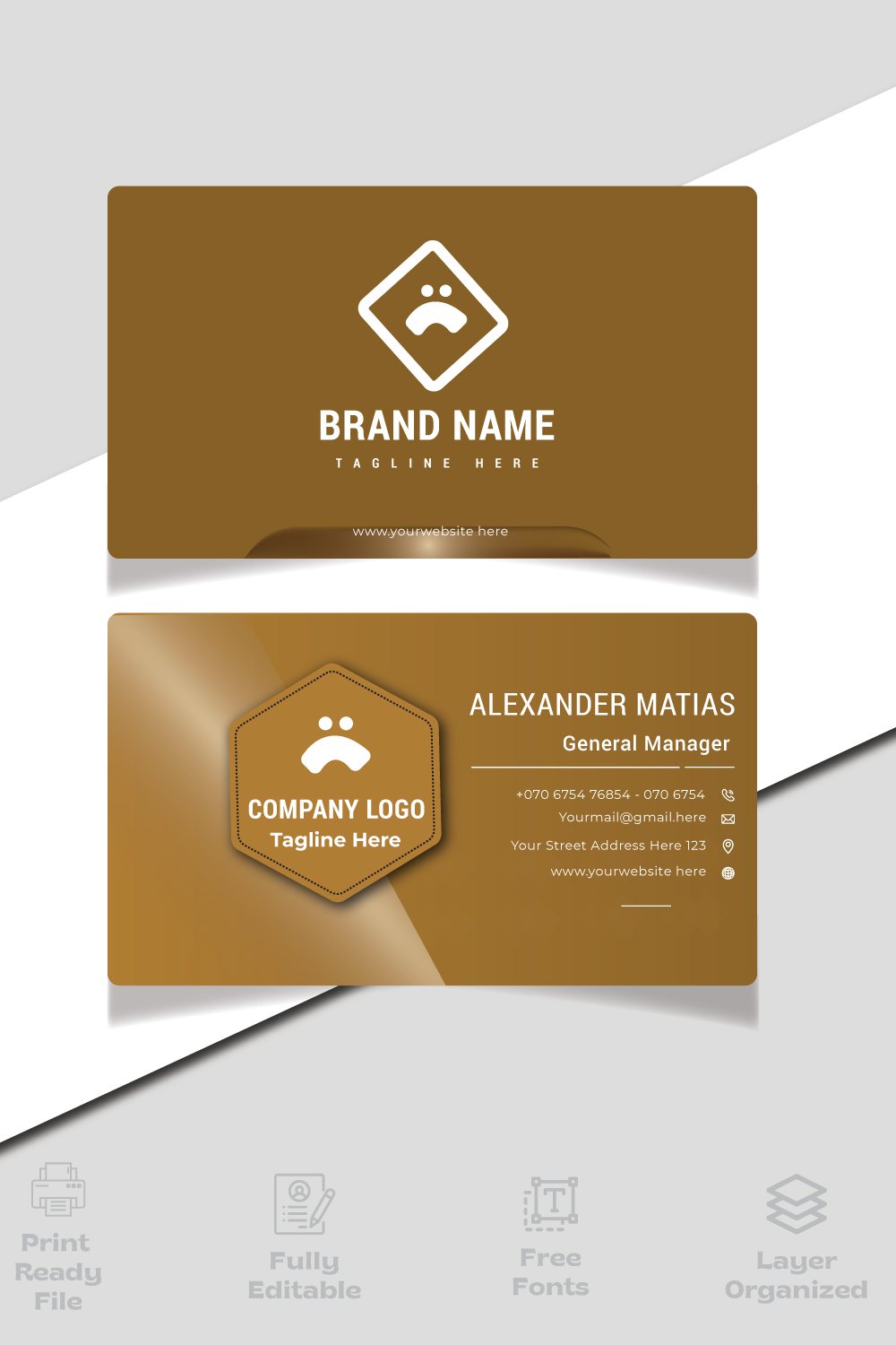 corporate business card template layout Vector illustration Stationery design pinterest preview image.