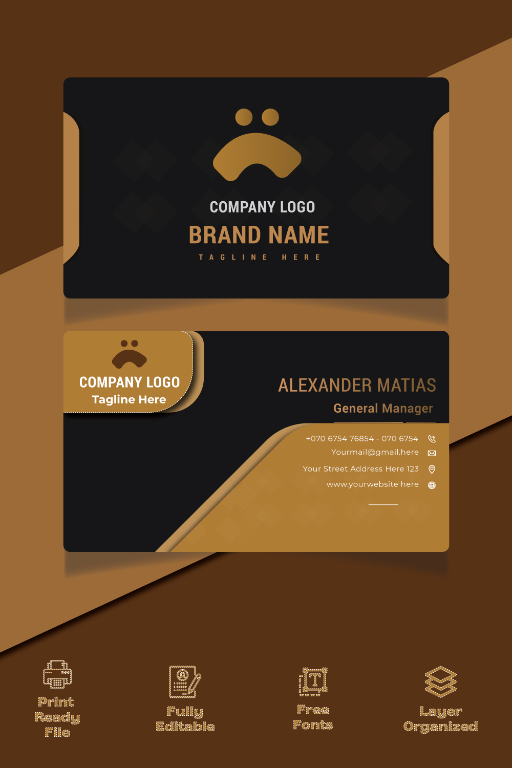 business card template layout Vector illustration Stationery design pinterest preview image.