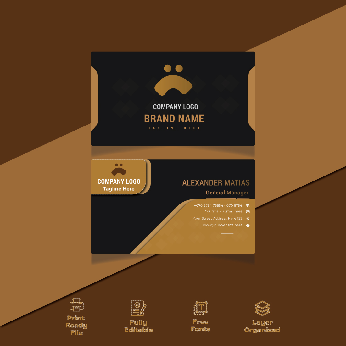business card template layout Vector illustration Stationery design cover image.