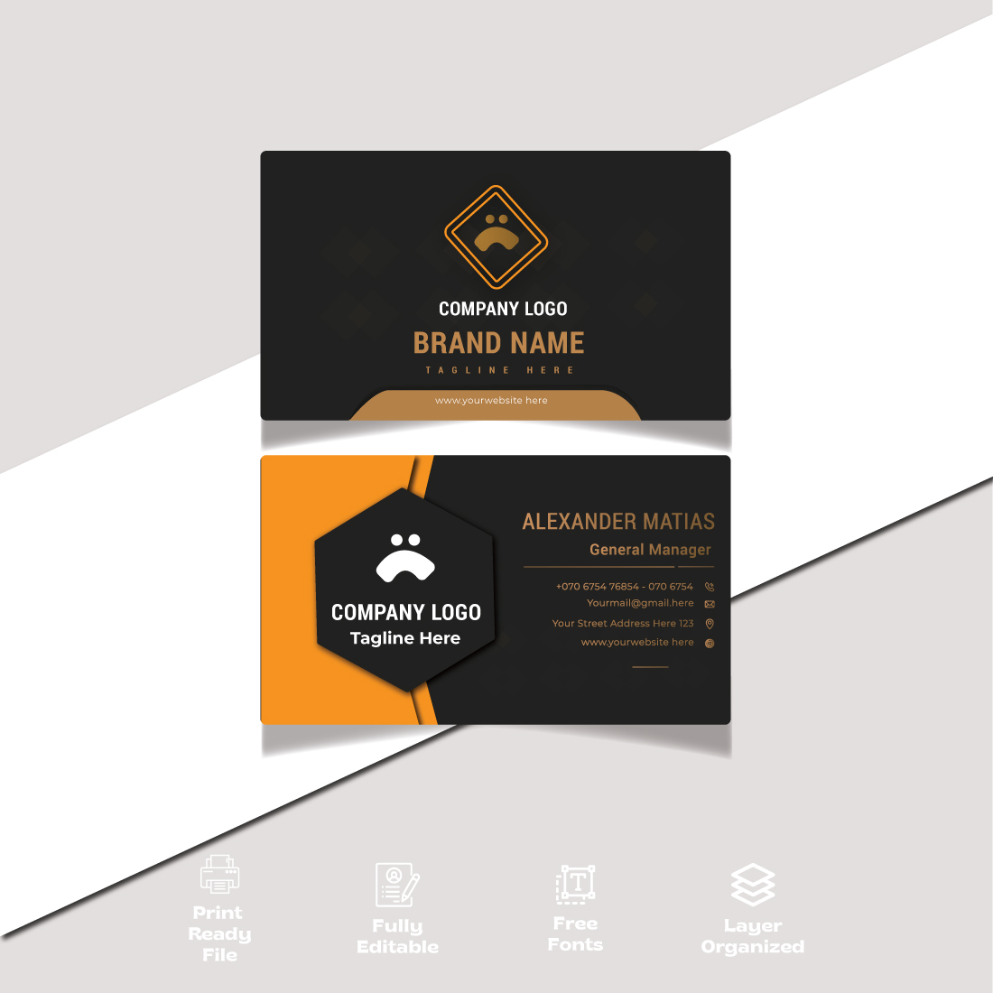 Minimal business card template layout Vector illustration Stationery design cover image.