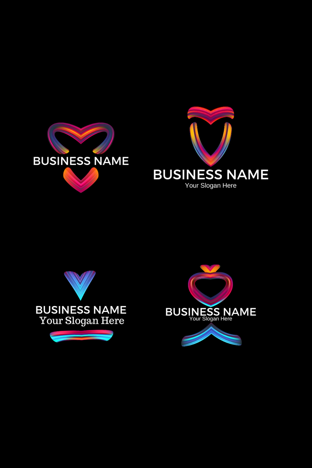 Creative Love and Heart Logo| Love and Heart Vector Logo Bundles SVG and PNG Transperent Background pinterest preview image.
