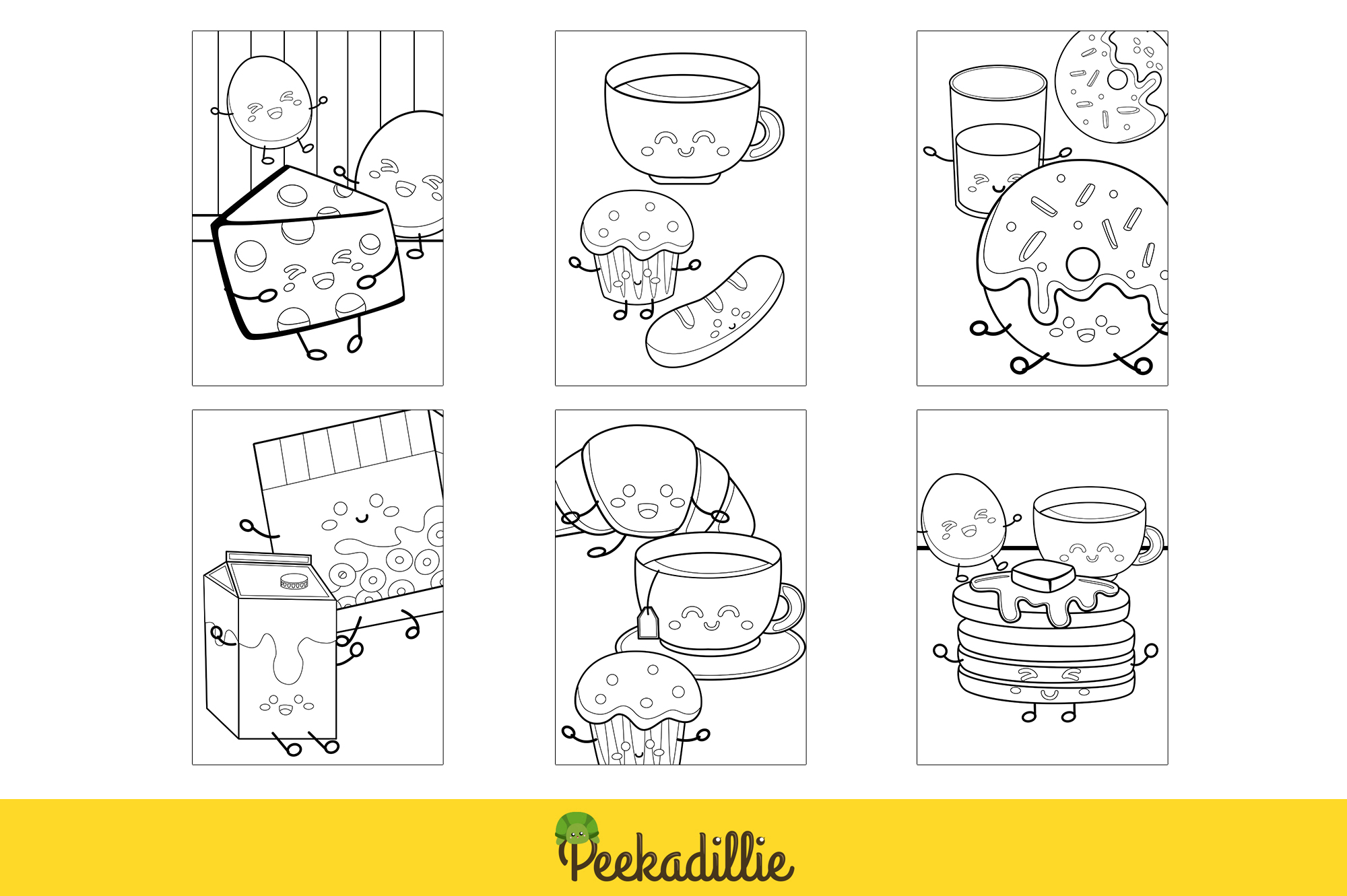 Coloring page with pictures of different objects.
