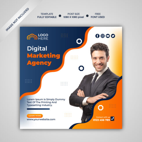 Creative Idea Digital Marketing Agency Social Media Post Template and Corporate Web Banner Design cover image.