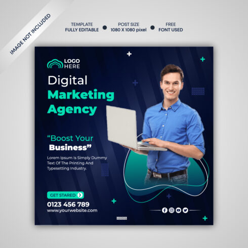 Creative Idea Digital Marketing Agency Social Media Post Template and Corporate Web Banner Design cover image.