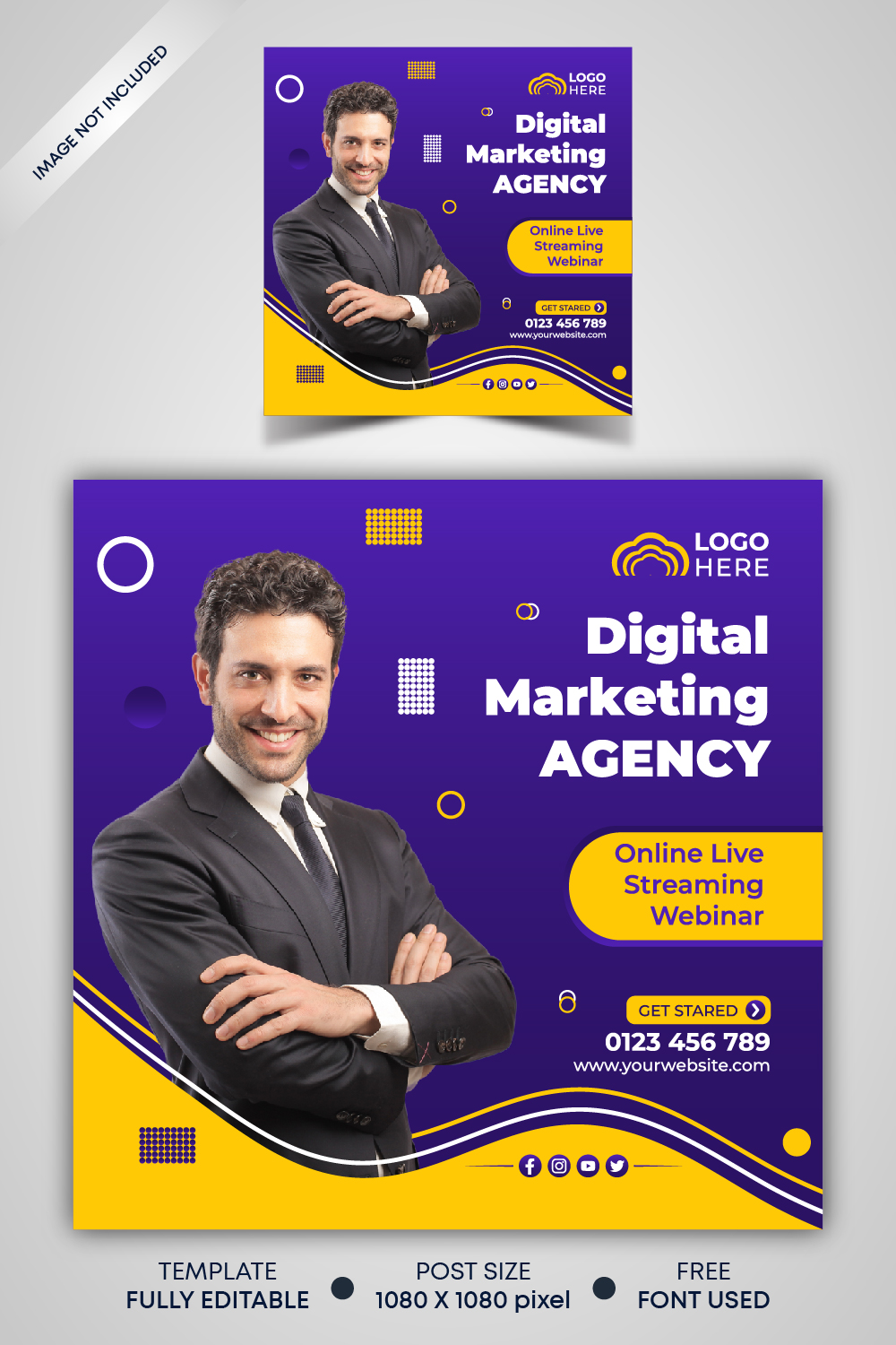 Creative Idea Digital Marketing Agency Social Media Post Template and Corporate Web Banner Design pinterest preview image.