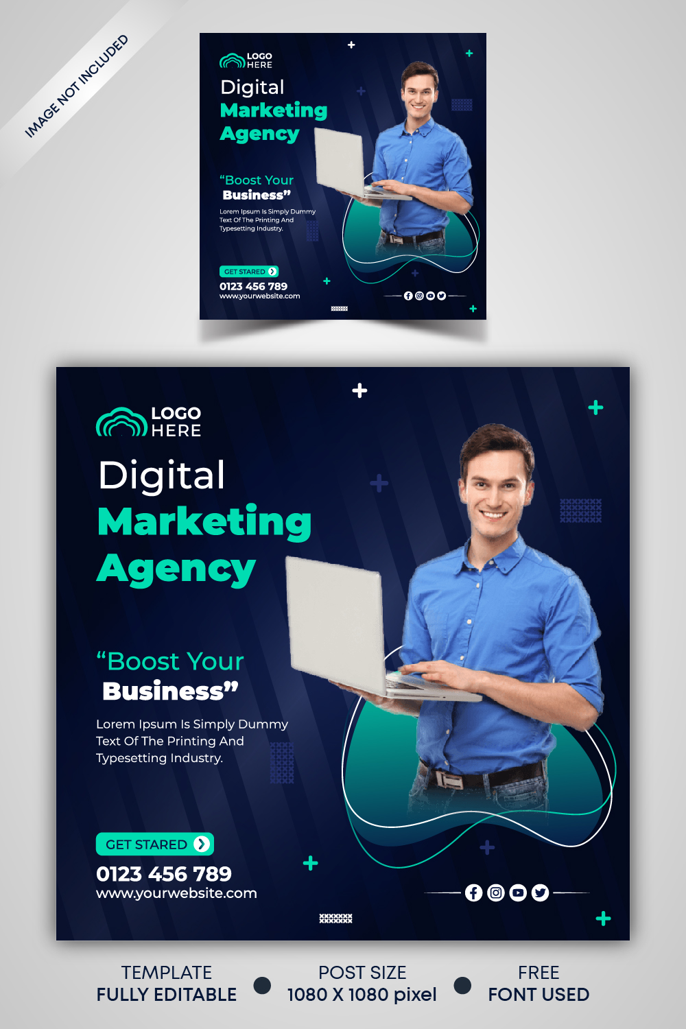 Creative Idea Digital Marketing Agency Social Media Post Template and Corporate Web Banner Design pinterest preview image.