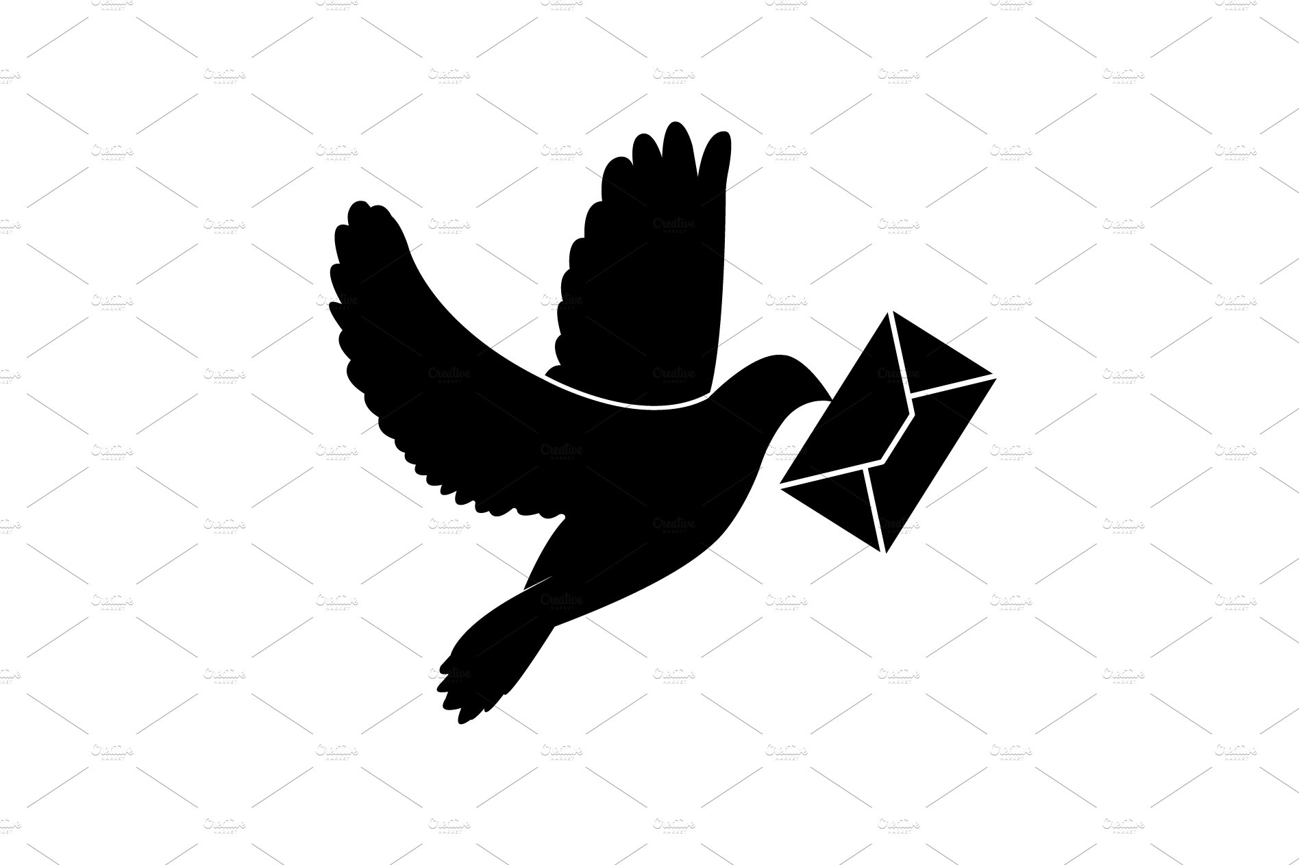 postal dove, pigeon, vector cover image.