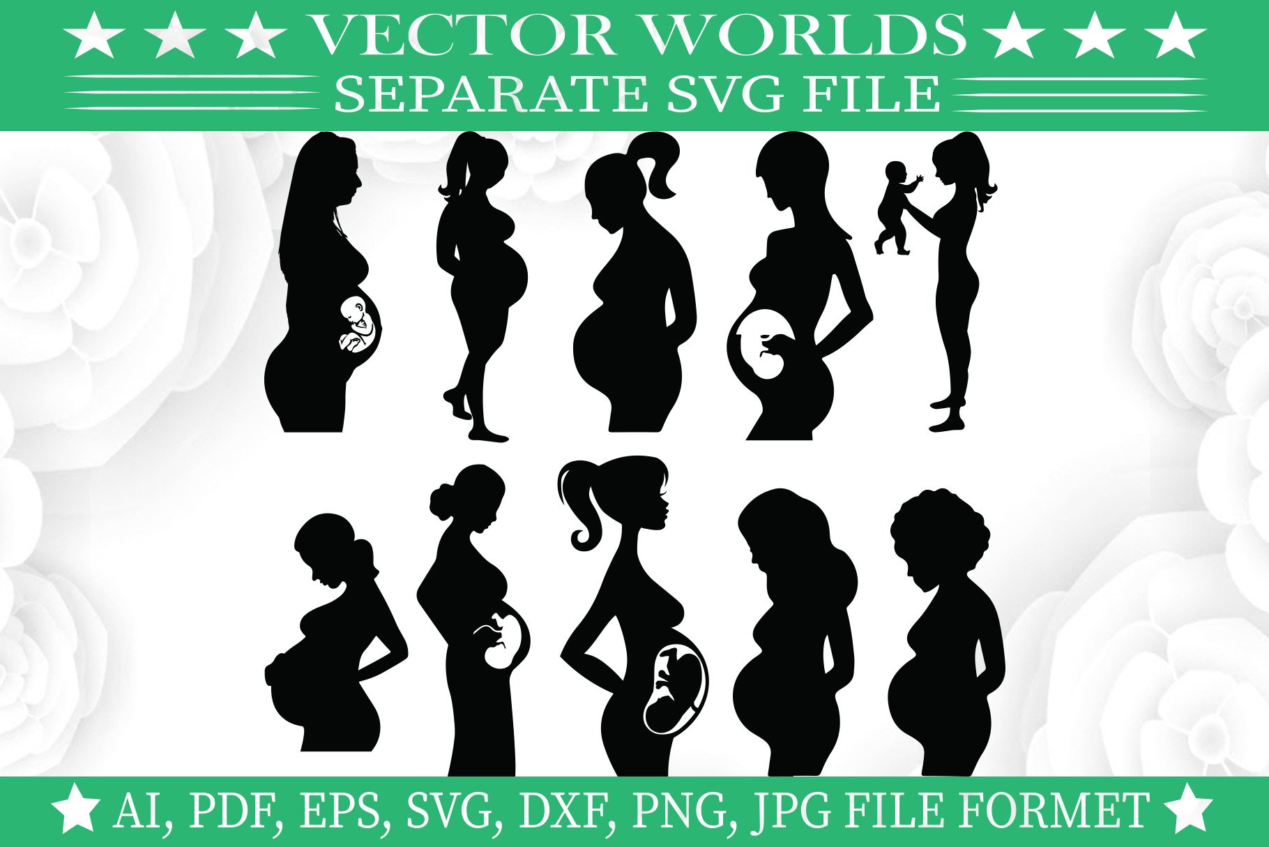 Pregnant Woman With Baby Svg cover image.