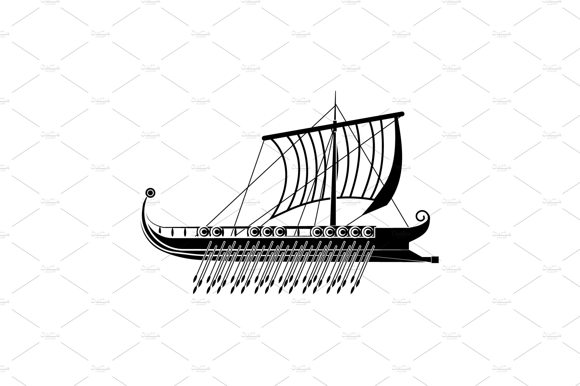 Trireme icon. Galley icon black cover image.