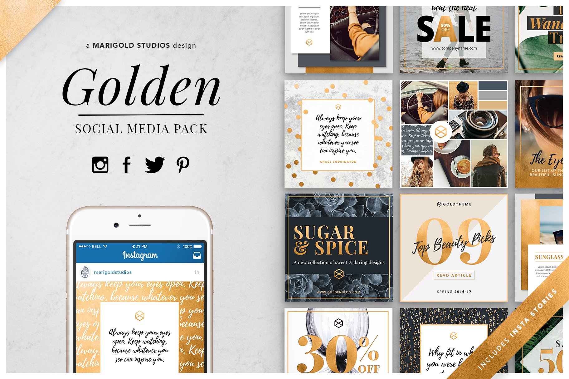 GOLDEN | Social Media Pack preview image.