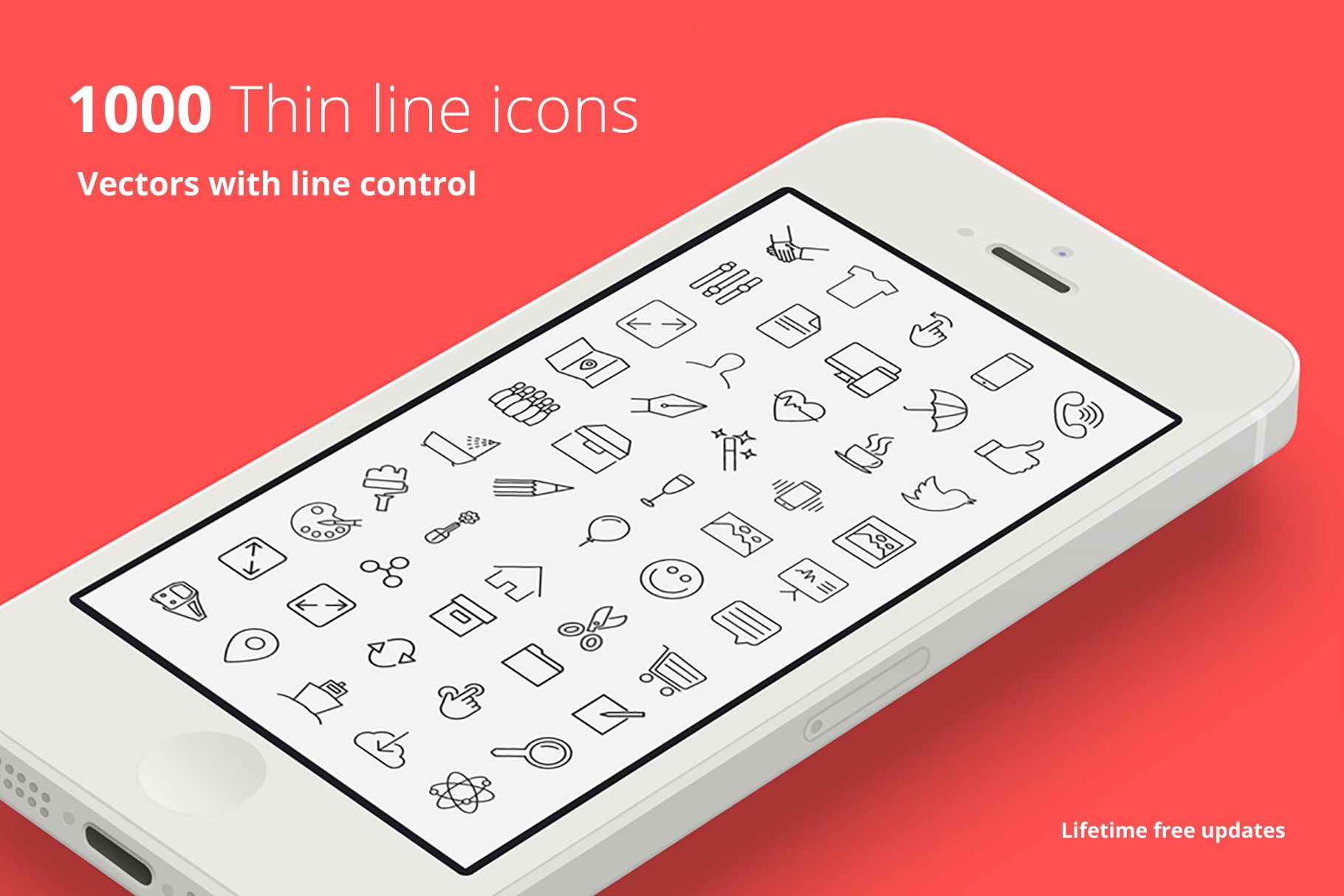 1000 Vector Line Icons Set  +WebFont preview image.