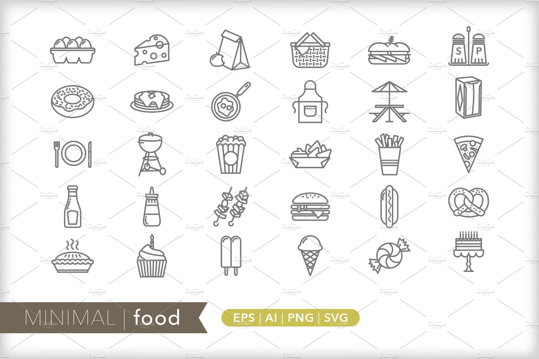 Minimal food icons cover image.
