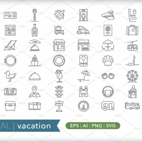 Minimal vacation icons cover image.